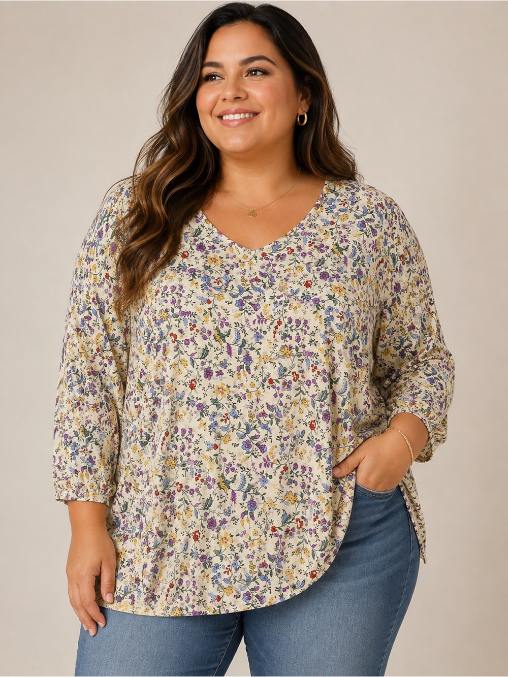 Philosophy Yellow Floral Scoop Neck Tunic